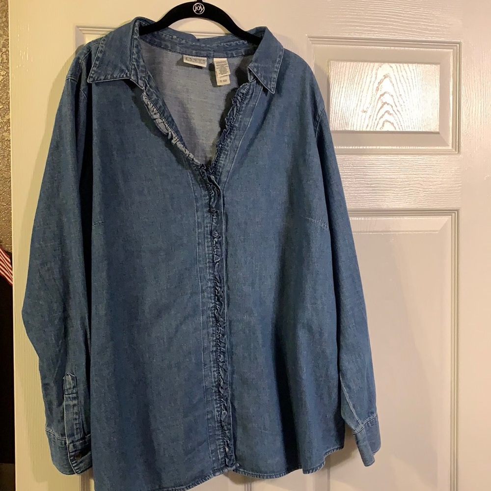 Villager Sport Woman - Long-Sleeve, Button-Up Denim Blouse